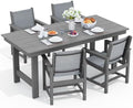 SERWALL 5 Pcs HDPE Patio Dining Set, HDPE Dining Set for 4, Black