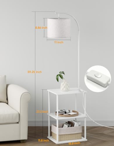 Floor Lamp with Table 2-Pack, Nightstands End Side Table for Living Room