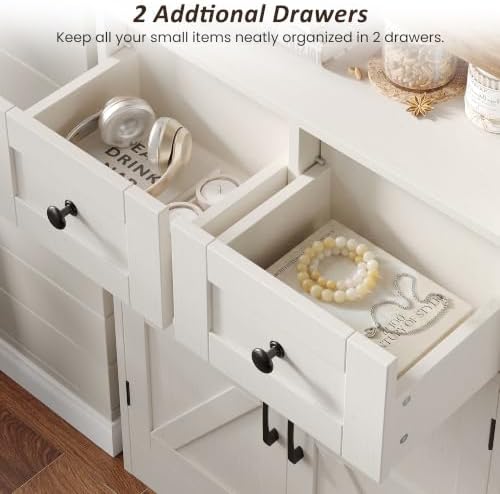 Farmhouse Storage Cabinet Set of 2, Small Kitchen Pantry Coffee Bar Cabinet