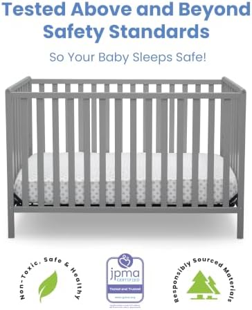 Delta Children Heartland 4-in-1 Convertible Baby Crib & Mattress, Grey