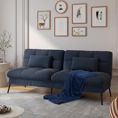 COMHOMA Futon Sofa Bed, 72″ Convertible Sleeper Sofa, Upholstered Loveseat