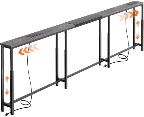Huuger Narrow Console Table with Power Outlets & USB-C, Grey