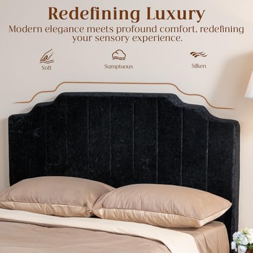 King Headboard, Black Upholstered Headboard for Bed, No Assembly