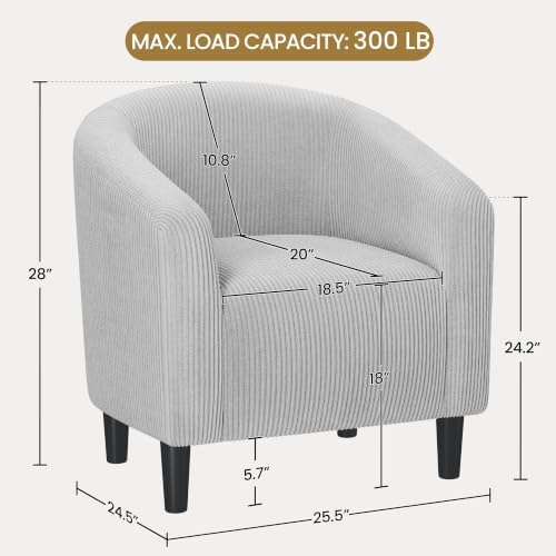 Yaheetech Compact Corduroy Accent Chairs Set of 2 for Bedroom, Light Gray