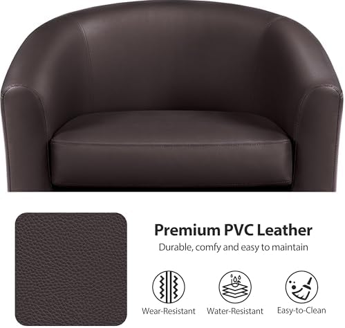 Topeakmart Faux Leather Accent Chair, 300 lb Cap, Espresso