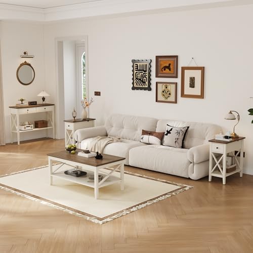 ChooChoo 39" Farmhouse Entryway Table with Drawers and Storage Shelf