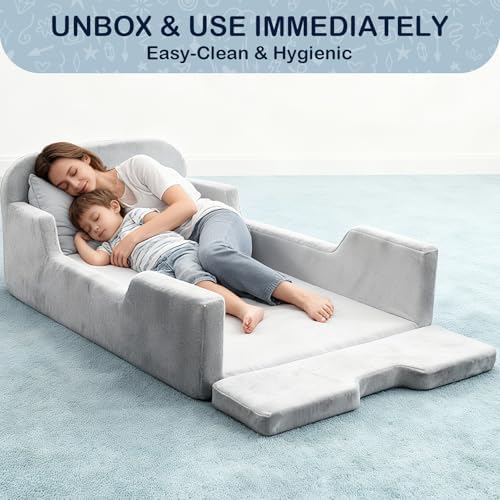 Toddler Floor Bed, No Assembly Needed - Super Soft Full Foam Kids Bed with Removable Washable Cover for Ages 3-5 (61.8"x31.5"x18.9")