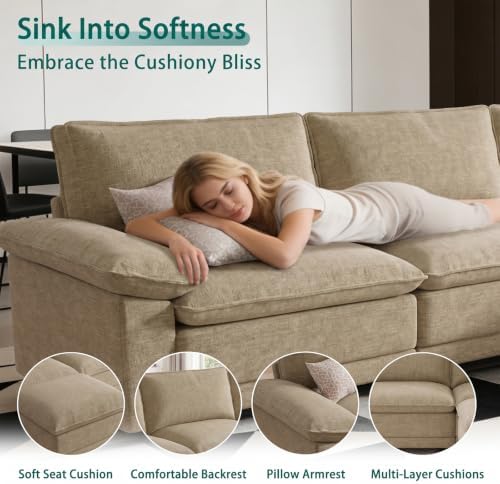 140" Modular Sectional Couch, U Shaped Cloud Sofa for Living Room