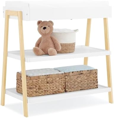 Delta Children Scout Changing Table - Greenguard Gold Certified, Bianca White/Natural