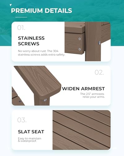 SERWALL 5 Pcs HDPE Patio Dining Set, Outdoor Dining Set for 4, Coffee
