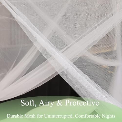 Mengersi Bed Canopy,Canopy Bed Curtains Elegant Mosquito Net for Bed,Mosquito Netting for King Queen Full Camping Patio Indoor Outdoor Bug Net,White