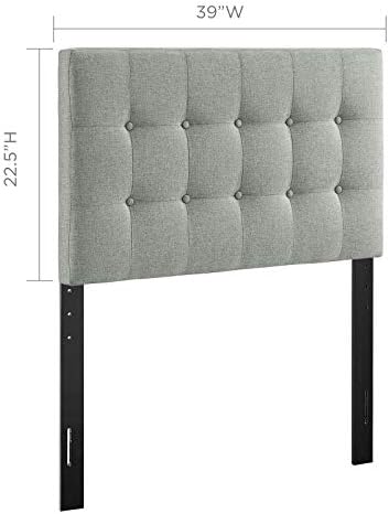 Modway Emily Tufted Button Linen Fabric Upholstered Twin Headboard in Gray