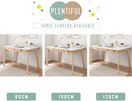IOTXY Solid Wood Writing Desk - Home Office Laptop Computer Table, White