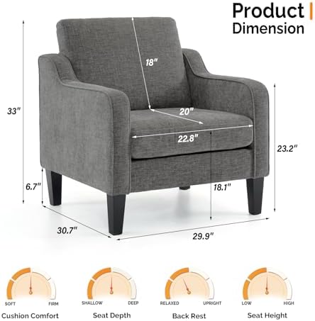VINGLI Accent Chairs Set of 2, Modern Traditional Armchair for Living Room