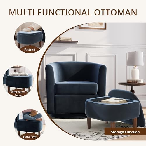 360° Swivel Accent Chair with Storage Ottoman