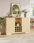 55" Fluted Wine Bar Cabinet - Coffee Bar Cabinets for Home with Storage, 2 Door & 2 Drawer Buffet Sideboard with Liquor Rack and Glass Holder, Alcohol Indoor Bars for Living Room, Kitchen