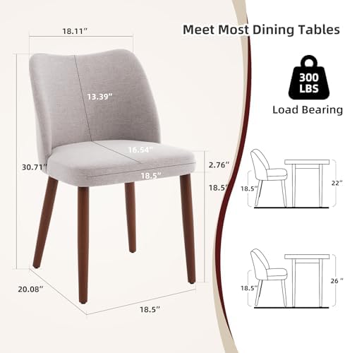 GarveeHome Dining Chairs Set of 4 with Cozy Backrest/Wooden Legs