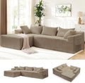 Korser 110" L-Shaped Modular Sectional Sofa with Chaise, Boneless Comfy Corduroy Fluffy Couch with Deep Seat and Side Pockets, Flexible Module Combination for Living Room, No Assembly, Side Pockets