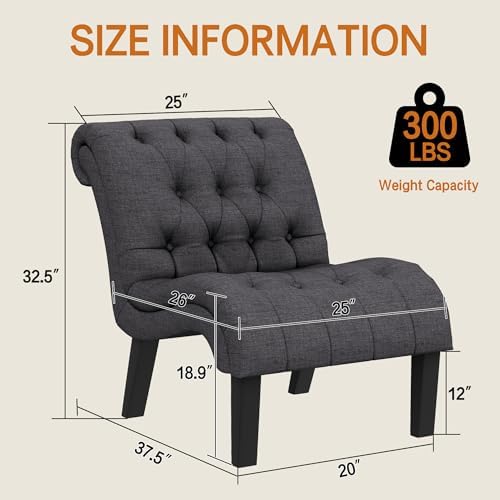 Mid Century Modern Accent Chair, Button Tufted Upholstered Chair