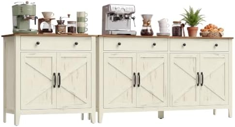 VASAGLE Farmhouse Buffet Cabinet and Coffee Bar Bundle