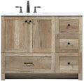 42" Pre-Assembled Bathroom Vanity with Sink, Engineered Wood, Ivory White Engineered Marble Countertop Attached, Single Rectangle Porcelain Sink, 4 Soft-Close Drawers, Natural Oak
