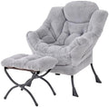 Tiita Lazy Chair with Ottoman, Comfy Reading Accent Chair, Plush Light Grey