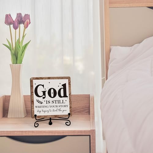 Home Decor, Farmhouse Shelf Decor For Living Room, Boho Aesthetic Table Decorations, Christian Gifts For Women Men, Entryway Tv Stand Fireplace Mantle Coffee Table Decoration (story-04)