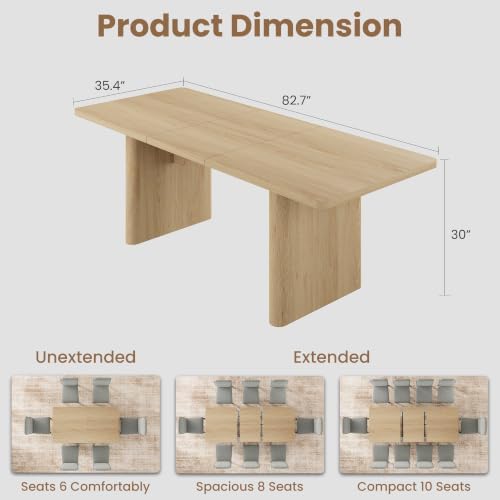 GarveeHome Rectangular 63"-82.7" Extendable Dining Table with Round Corner