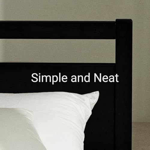 LIFEMENT Signature Wood Platform Bed Frame with Headboard, Essential, Noise Free, Under Bed Storage, No Box Spring Needed, Easy Assembly (Black, Twin)