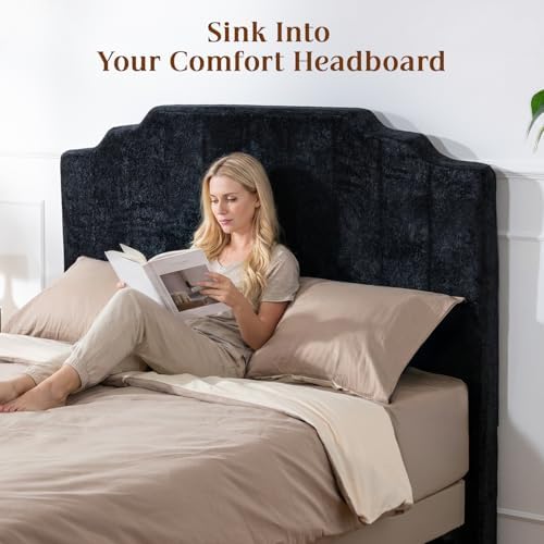 Queen Headboard, Black Upholstered Headboard for Bed, No Assembly