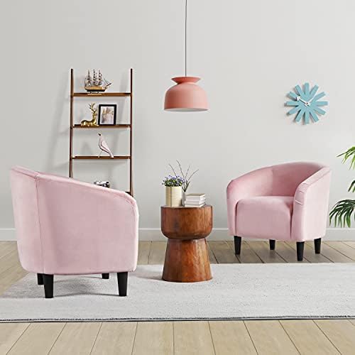 Yaheetech Compact Velvet Accent Chairs Set of 2 for Bedroom, Pink