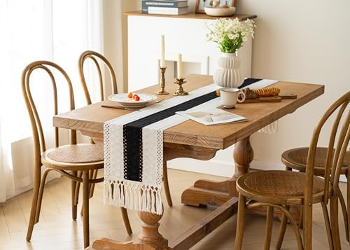 FEXIA Farmhouse Table Runner for Home Decor 12x72 Black Fall Home Decor