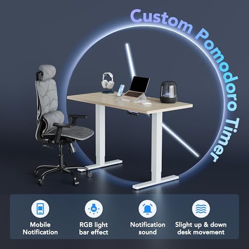HUANUO AI-Powered Electric Standing Desk with Smart APP, Work with Alexa & Google, Adjustable Height, 6 Memory Settings, Sedentary Reminder, Ergonomic Sit-Stand Desk, 32-inch, Light Walnut | AI App & Voice Control via Alexa, Google Assistant & Siri Sho...