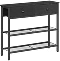 HOOBRO 29.5" Narrow Console Table with 2 Fabric Drawers, Sofa Table, Small Entryway Table with 3-Tier Storage Shelves, Behind Couch Table, for Living Room, Hallway, Black BB72XG01