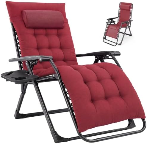 NEWBULIG Zero Gravity Chair, Folding Patio Recliner with Cup Holder Trays