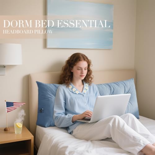 Wedge Headboard Pillow Twin XL, College Dorm Essentials Bed Reading