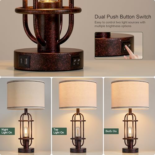 Reaketon 22.3”Farmhouse Table Lamps for Living Room, Bedroom Lamps Set of 2