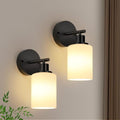Set of 2 Wall Sconces for Bathroom,Black Modern Vanity Lights with Milky White Frosted Glass Shades,Bathroom Wall Lamp, for Bathroom, for Mirror, Living Room, Kitchen, Hallway, Cabinet, Porch