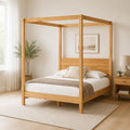 From the Tree Furniture Solid Pine Canopy Bed Frame, Queen — Natural Pine