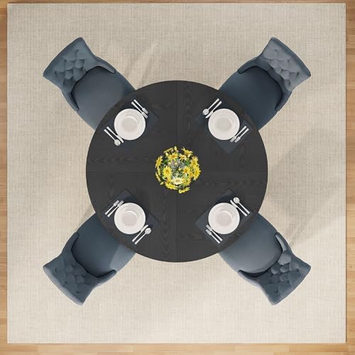 Tribesigns 47 inch Round Dining Table Wood Kitchen Table for Dining Room, 47" Dinner Room Tables for 4-6, Farmhouse Accent Furniture with Wooden Tabletop and Cross Base, Black
