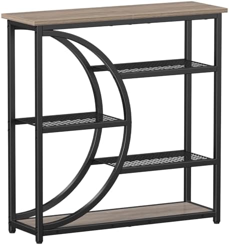 Snughome Entryway Table, Narrow Console Table, Industrial Sofa Table with 5 Tier Storage Shelves, Entrance Table for Hallway, Behind The Couch, Living Room, Foyer, Grey