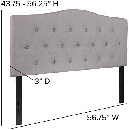 EMMA + OLIVER Light Gray Full Button Tufted Headboard