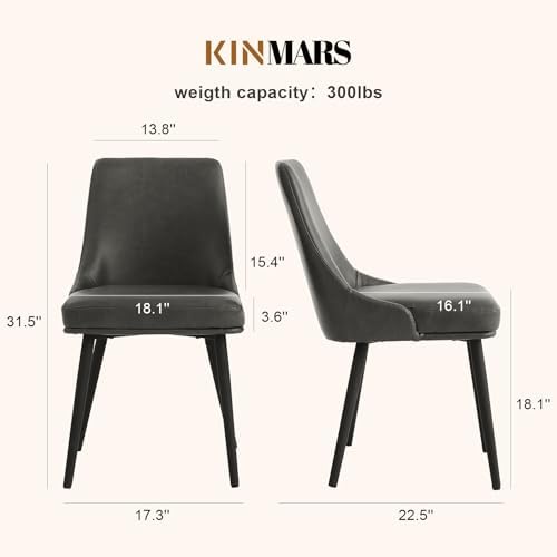 kinmars Kitchen & Dining Leather Dining Chairs Set of 4, Grey