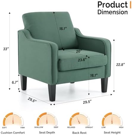 VINGLI Accent Chairs Set of 2, Modern Traditional Armchair for Living Room