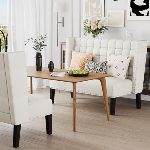 Andeworld Modern Loveseat Settee Bench Sofa Couch, Faux Leather,White