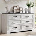 ACCOHOHO 52" Wide Farmhouse 6 Drawer Dresser for Bedroom, Off White