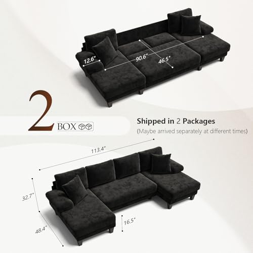 Txtin's Sleeper Sofa with Pull Out Bed 112 Inch U Shaped Sectional Couch