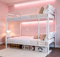 Bellemave Twin Over Twin Bunk Beds, Metal Bunk Bed Frame with Ladder and Full-Length Guardrail for Kids, Adults, White