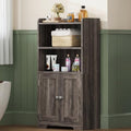 ChooChoo Small Bathroom Storage Cabinet with 2 Door and Shelves | Narrow Toilet Paper Cabinet, Bathroom Floor Cabinet and Organizers for Small Spaces, 7.8"D * 15.7"W * 30.7"H, Grey