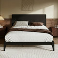 Merax Full Size Bamboo Platform Bed Frame with Tall Headboard, Black